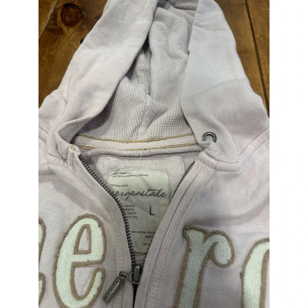 Aeropostale Women's Pink 1/4 Zip Hoodie Sweatshirt Size Large Embroidered Logo